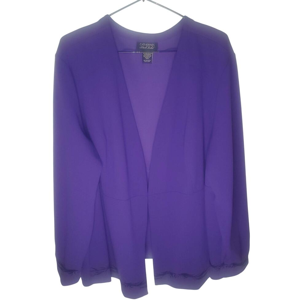 Catherines Black Label Purple Embroidered Hook Front Jacket Blazer Plus 2X